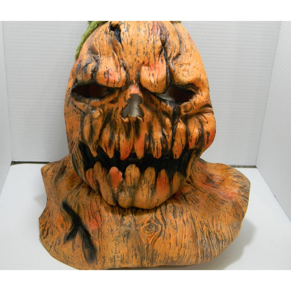 Gemmy Halloween Creepy Pumpkin Mask Jack O Lantern Adult Horror Costume Prop